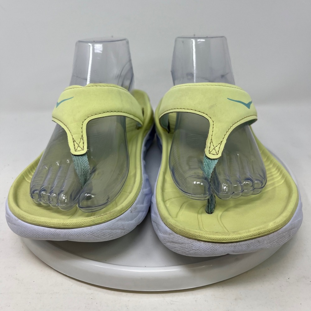 Hoka One One Ora Recovery Flip Yellow White Sandals Mens 7 Womens 5 1099675